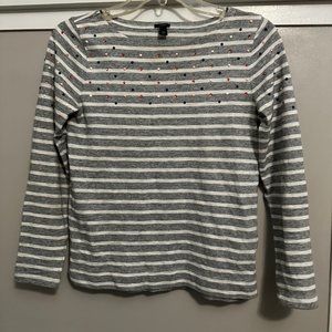 J.Crew grey and white striped top